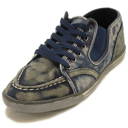 Fiesso Blue Genuine Leather Casual Sneakers FI2111